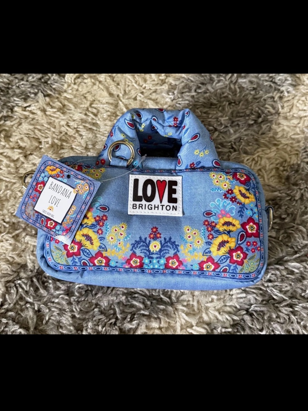 Brighton Blue Floral Bandana Love Mini Handbag